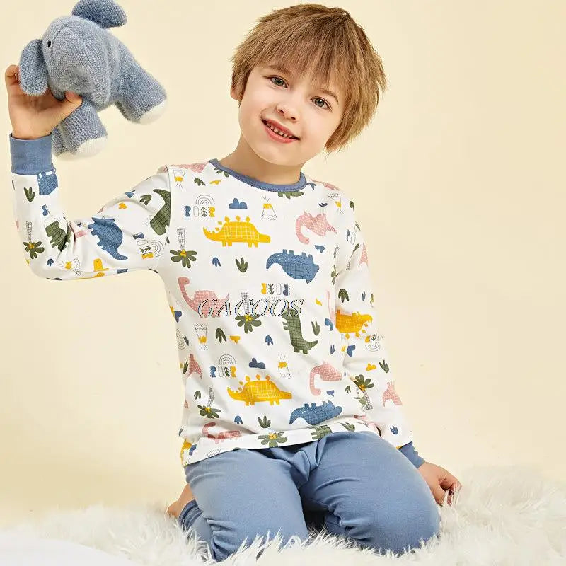 Child Boy Pajamas for 3-14 Years Winter Long Sleeved Pyjamas Suit Baby Girl Clothes Toddler Cotton Sleepwear Kids Sleep Pajamas