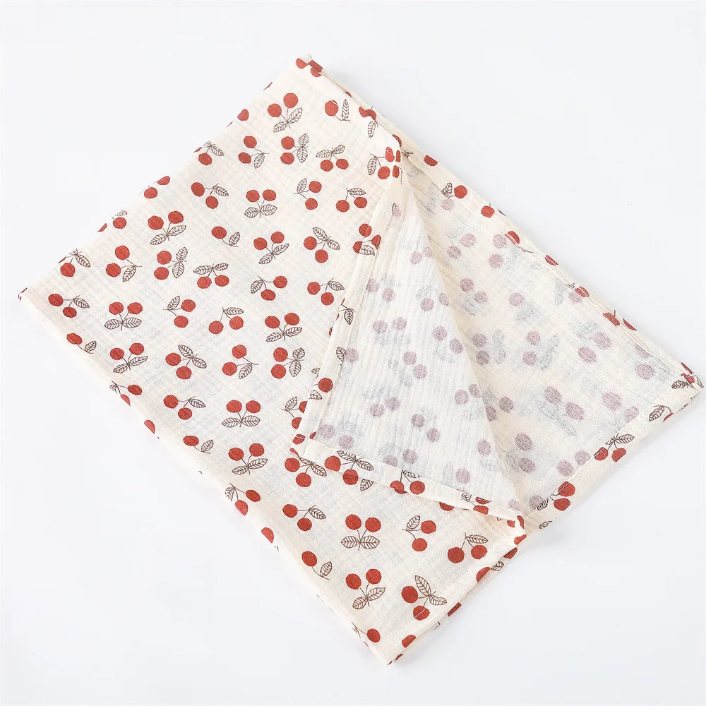 Cotton Swaddle Blanket Baby Blanket Floral Print Muslin Diaper Swaddle New Born Crinkle Fabric Baby Born Stroller Cover