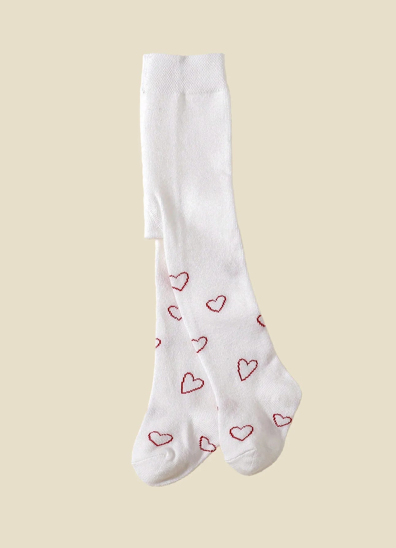 1 Pair of Baby Girls Cotton Red and White with Heart Shaped Leggings, Fashion Cute Soft Elastic Stockings for 0-12 Months Toddler
