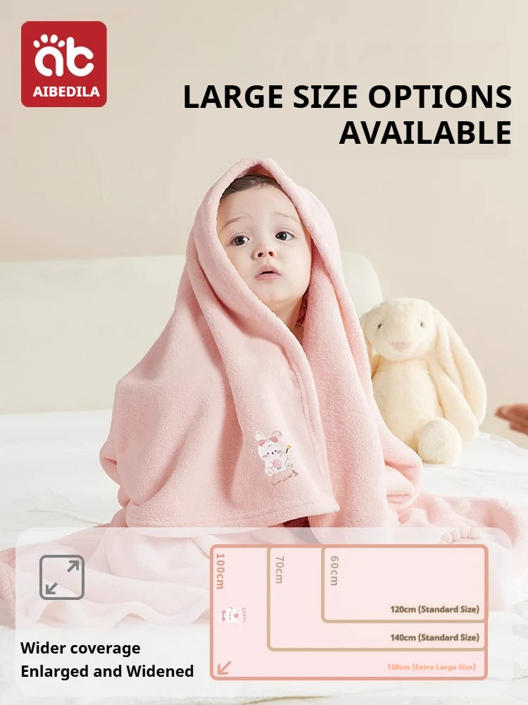 AIBEDILA Toddler Bathrobe Infant children's Coral Velvet Embroidery Bath Towel Soft Skin-friendly Absorbent Towels Kid's Bathing