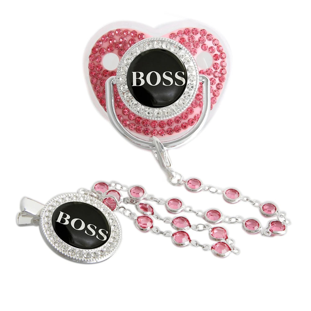 Bling Weaning Pacifier Luxury Baby Pacifier With Chain Clip Newborn Baby Dummy Soother Nipple With Gem