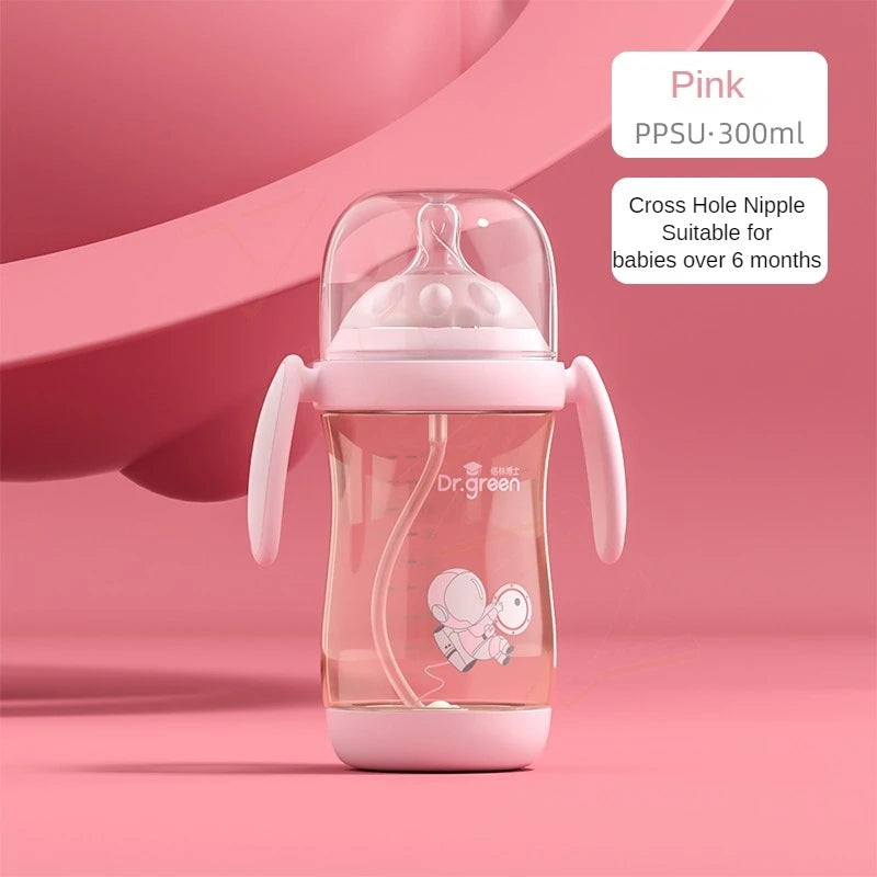 Dr.Green Newborn baby bottle PPSU 6cm Wide Mouth Washable Bottles Forward and reverse bi-directional scale inverted milk brewing