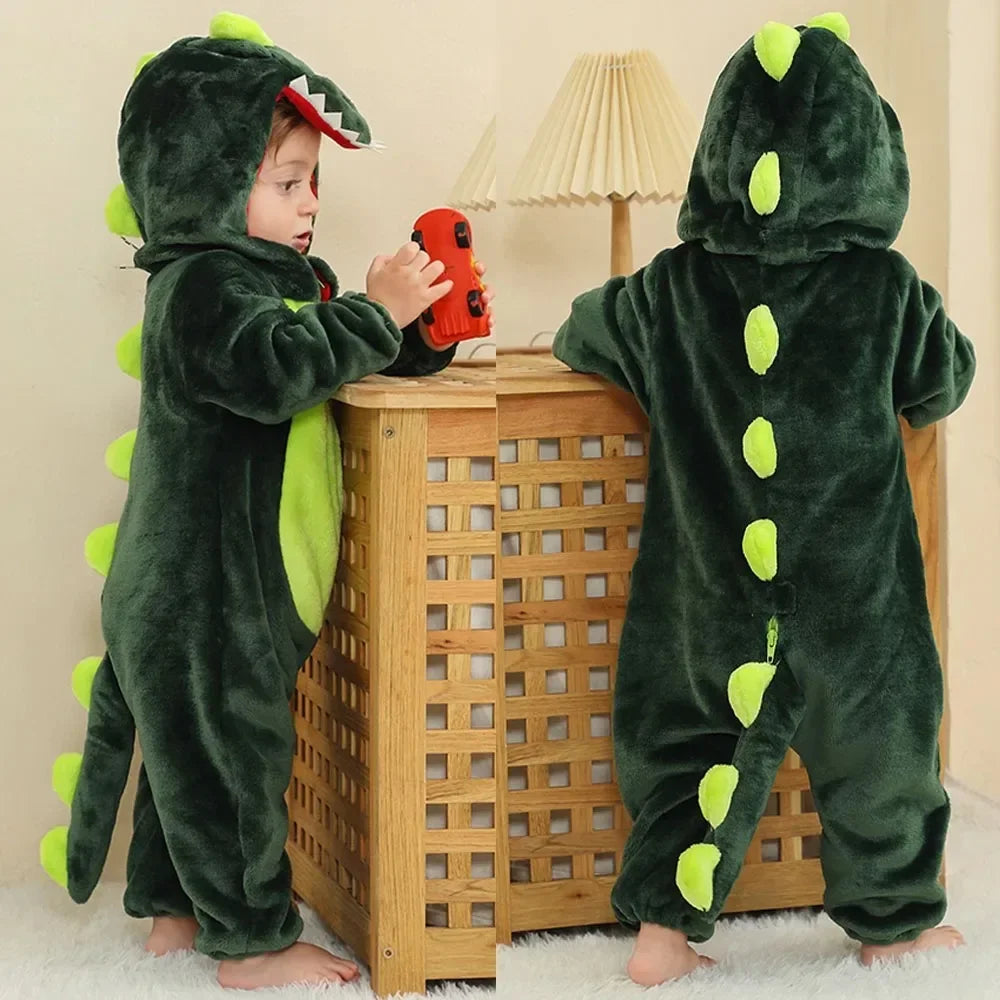 Newborn Kids Monkey Kigurumi Pajamas Winter Thick Baby Blanket Slppers Toddler Infant Clothes Hooded Animal Pyjamas Sleepwear