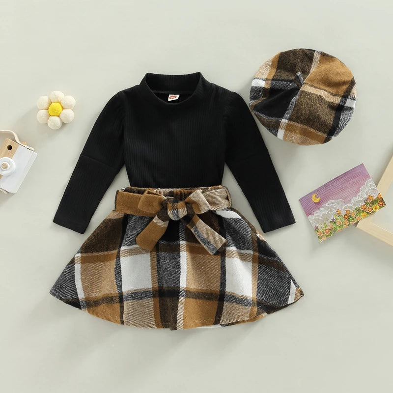 Plaid Skirt & Turtleneck Set