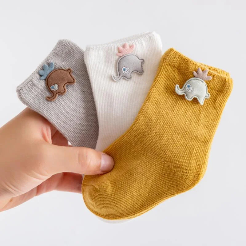 3 Pairs Baby Socks Newborn Baby Boy Girls 0-3 Years Kids Soft Cotton Cartoon Animal Children's Socks for Girls