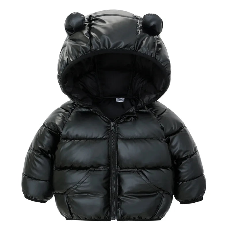 Solid Color Hooded Baby Coat