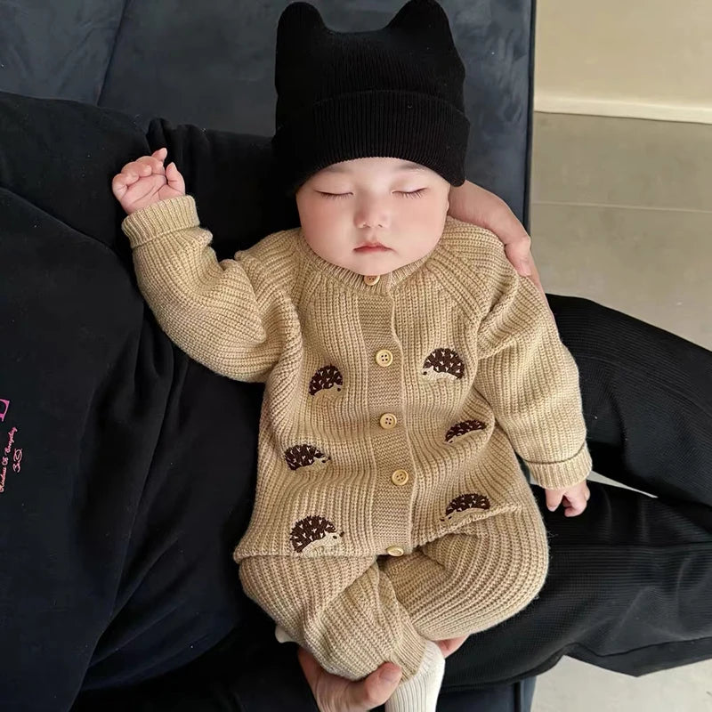 Newborn Clothes Outfits Autumn Winter Baby Boy Girl Long Sleeve Knitted Rompers Jumpsuits Cute Hedgehog Infant Outwear Playsuits