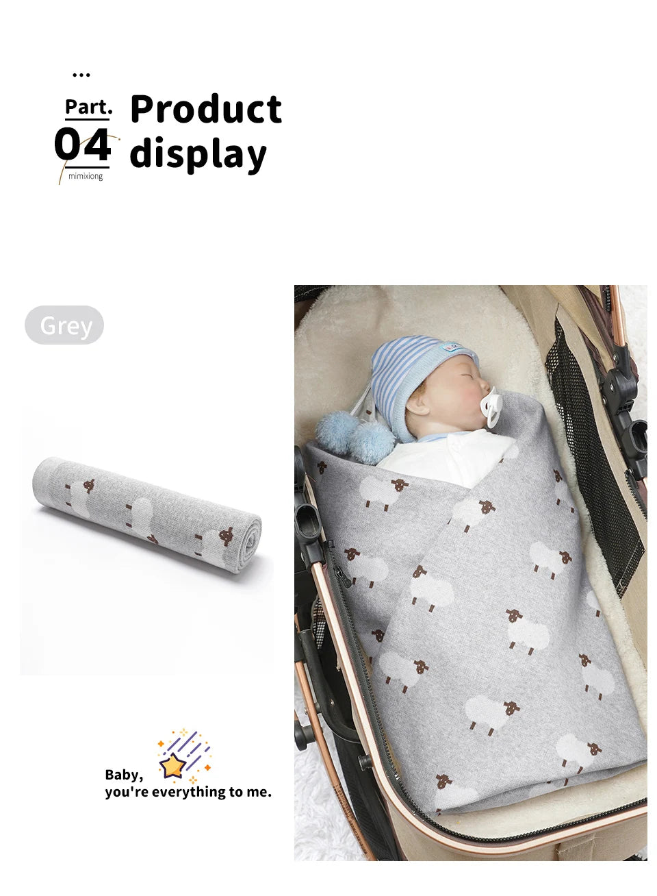 Knitted Cotton Baby Swaddle Blanket 90x70cm