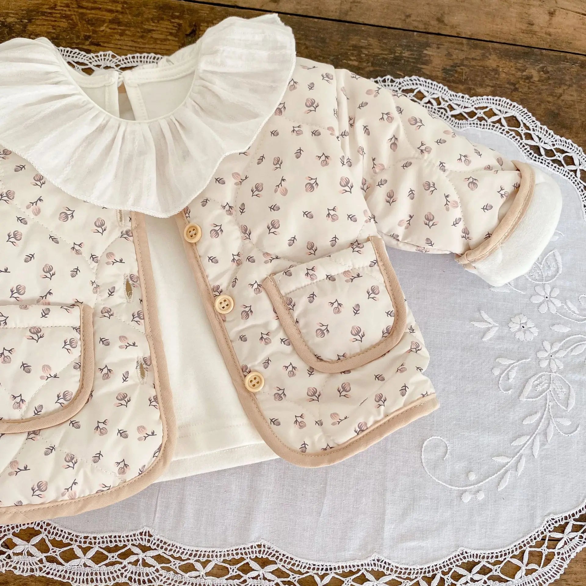 winter baby girls floral jacket