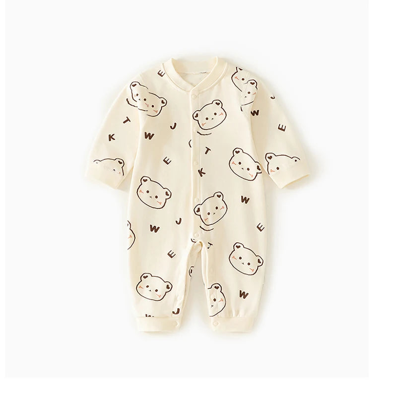 0-2Y Pure Cotton Long Sleeve Newborn Baby Rompers Skin-friendly One Piece Diaper Jumpsuit Underwear Infant Cartoon Homewear