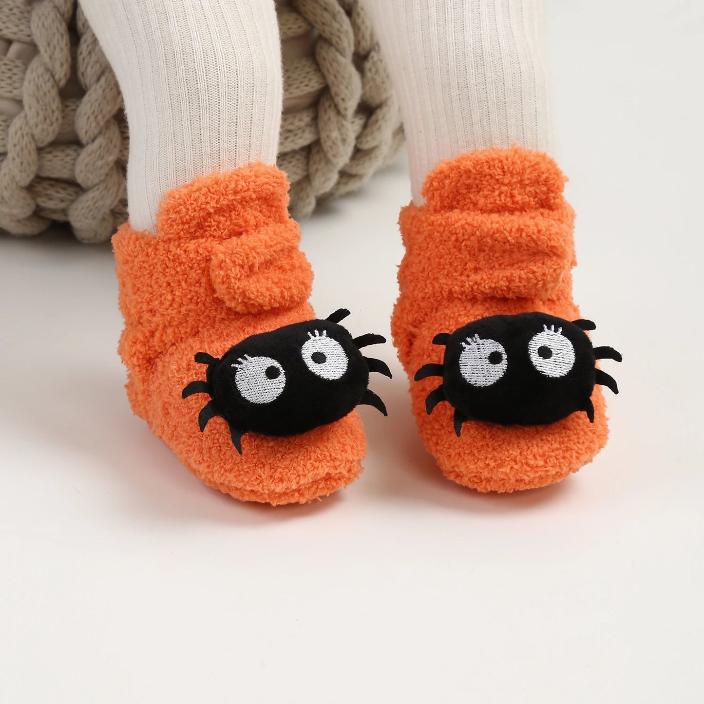 Halloween Pumpkin Baby Booties Slippers Infant Boys Girls Dress Shoes Newborn Crib Shoes Winter Footwear First Walkers Prewalker