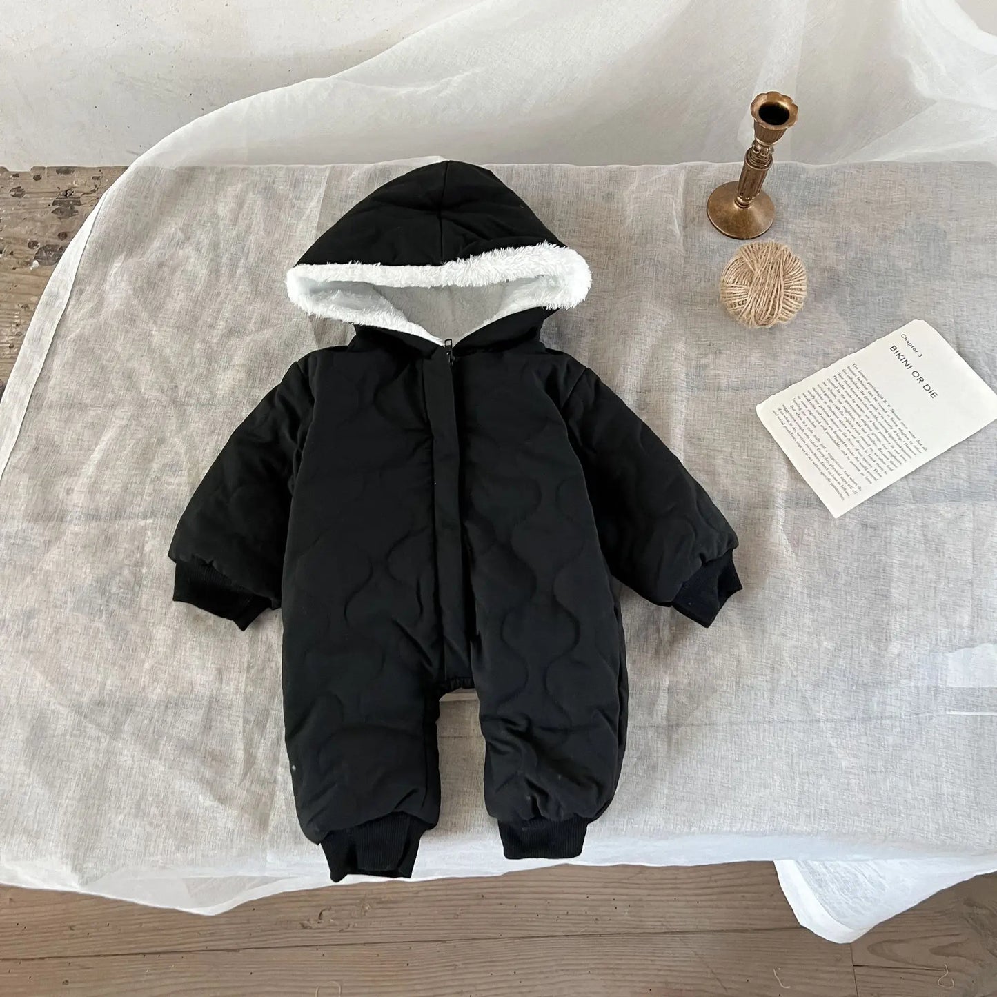0-24M Baby Girls Boys Romper Warm Autumn Long Sleeve Thick Lining Jumpsuits Winter Clothing Outfits