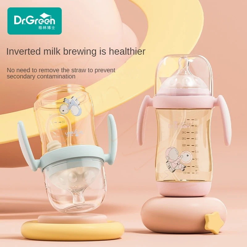 Dr.Green Newborn baby bottle PPSU 6cm Wide Mouth Washable Bottles Forward and reverse bi-directional scale inverted milk brewing