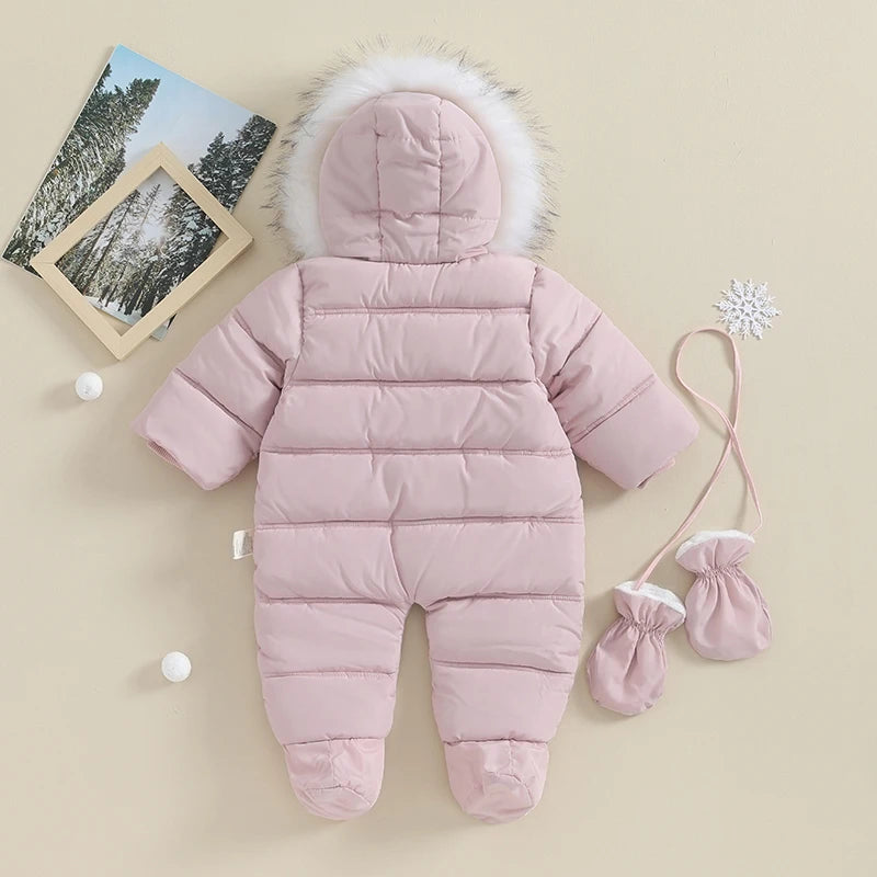Citgeett Winter Infant Baby Boys Girls Coat Romper Warm Outwear Hooded Puffer Jacket Footie Jumpsuit Fall Clothes