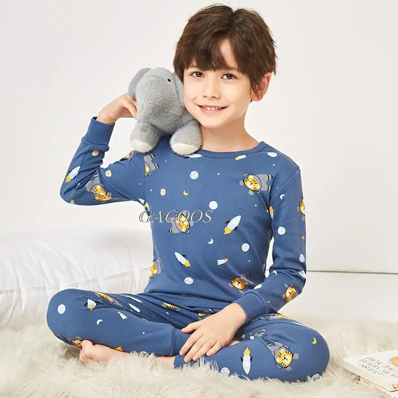 Child Boy Pajamas for 3-14 Years Winter Long Sleeved Pyjamas Suit Baby Girl Clothes Toddler Cotton Sleepwear Kids Sleep Pajamas