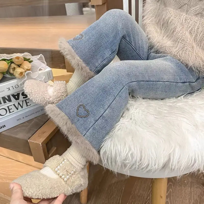 Flared Fleece-Lined Jeans