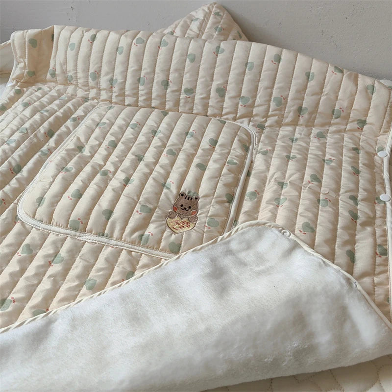 New Winter Baby Sling Cover Thicken Fleece Baby Stroller Blanket for Carrier Newborn Swaddle Wrap Hooded Infant Sleeping Quilt