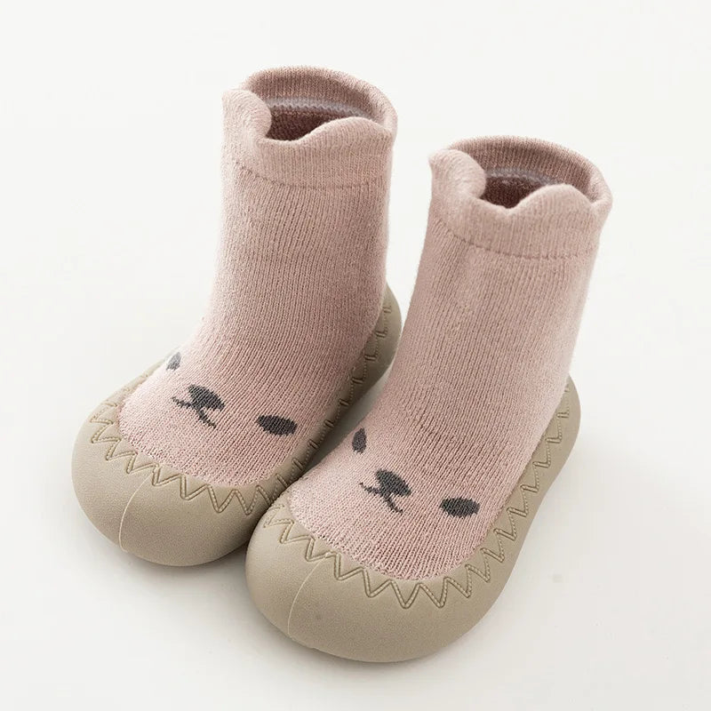 2023 Autumn Winter Baby Warm Cushion Sock Shoes Rubber Sole Cute Cartoon Lightweight Floor Shoes Toddler First Walker Sneakers