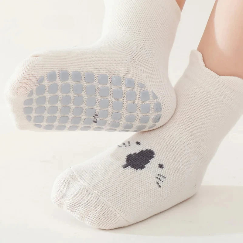 3/5/1Pairs/Lot Baby Socks Infant Newborn Anti-Slip Cotton Floor Socks For Girls Boys Cute Unisex Rubber Grips Toddler Socken