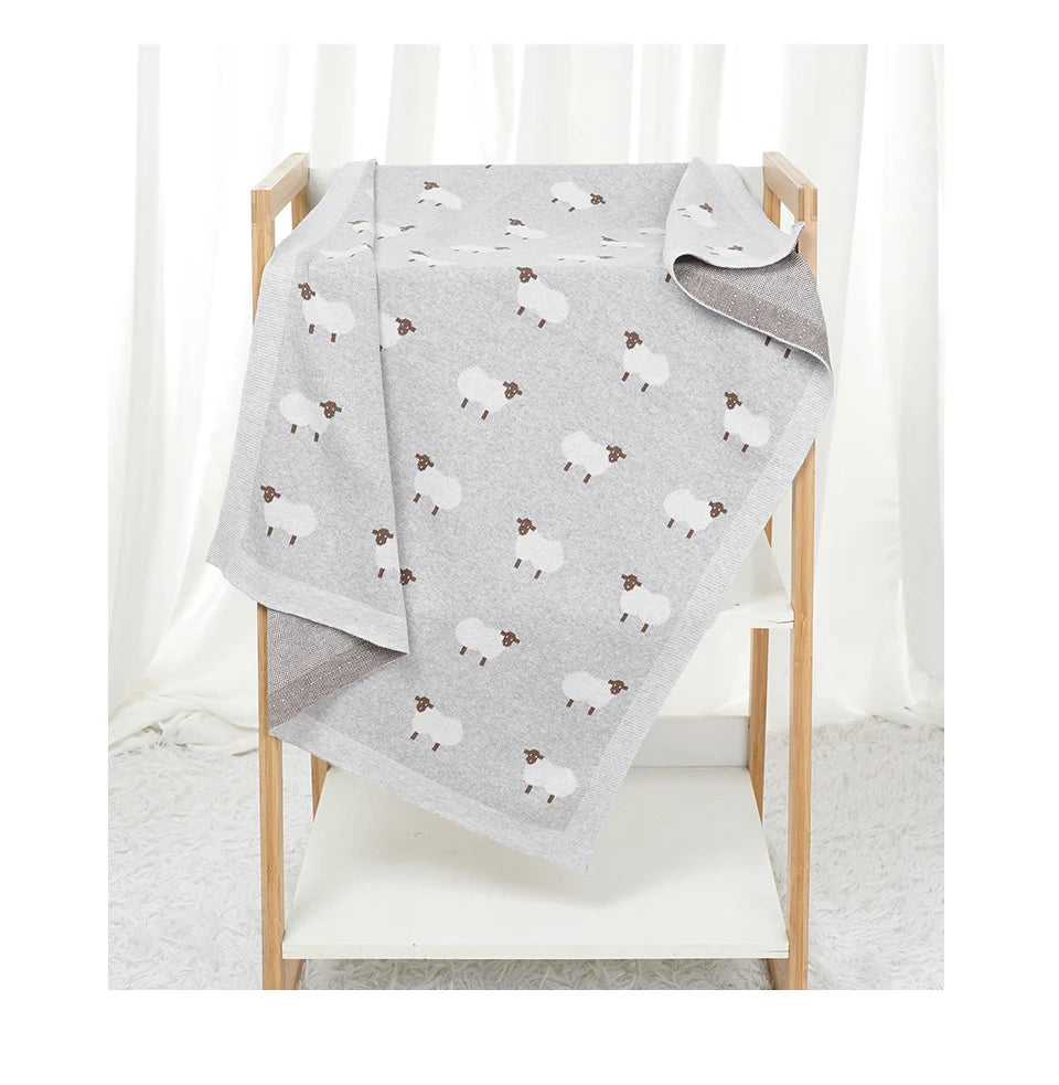 Knitted Cotton Baby Swaddle Blanket 90x70cm