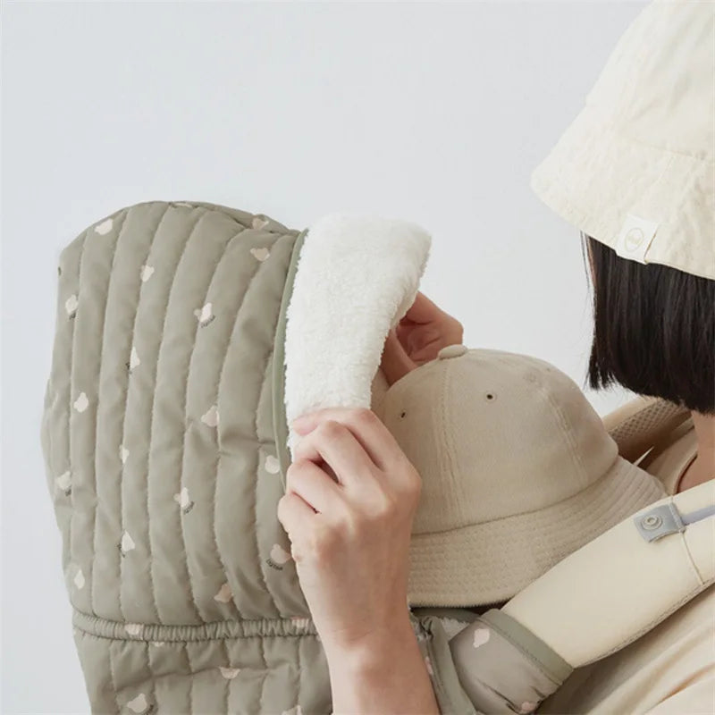 New Winter Baby Sling Cover Thicken Fleece Baby Stroller Blanket for Carrier Newborn Swaddle Wrap Hooded Infant Sleeping Quilt