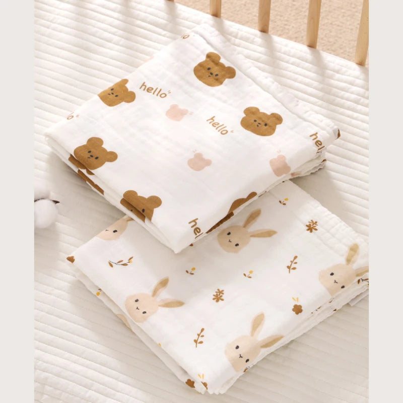 Newborn Baby Bath Towel 4 Layer Cotton Swaddle Blanket Babies Bedding Gauze Blankets Stroller Cover Children's Shower Towel