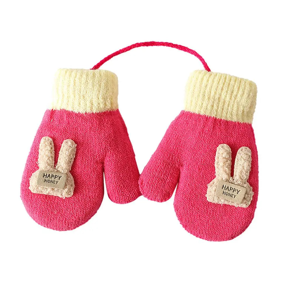 Full Finger Gloves Cute Toddler Children Baby Infant Thickened Knitted Gloves Cartoon Gloves Baby Mittens Warm Mittens