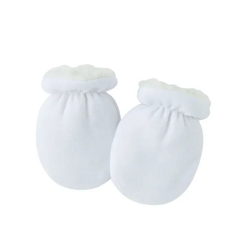 Warm Wool Furry Newborn Mittens Simplicity Solid Color Toddler Glove Autumn Winter Warm Thicken Anti-scratch Face Baby Glove
