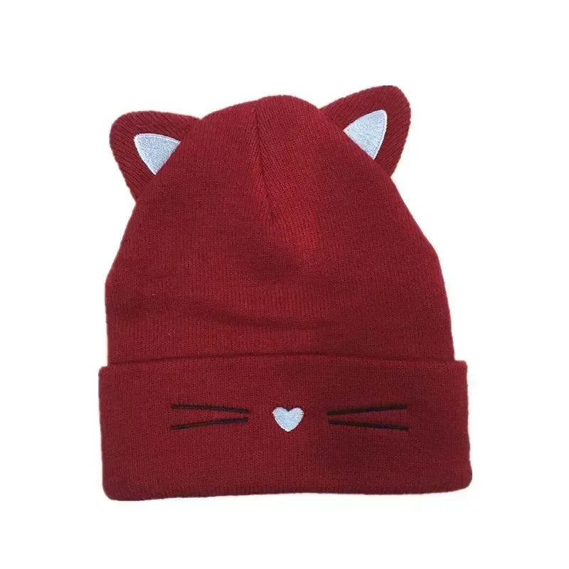 Korean Autumn Winter Hat for Toddler Lovely Animal Cat Beanie for Toddler Boy Girl Warm Elastic Baby Hat for 1-5Y