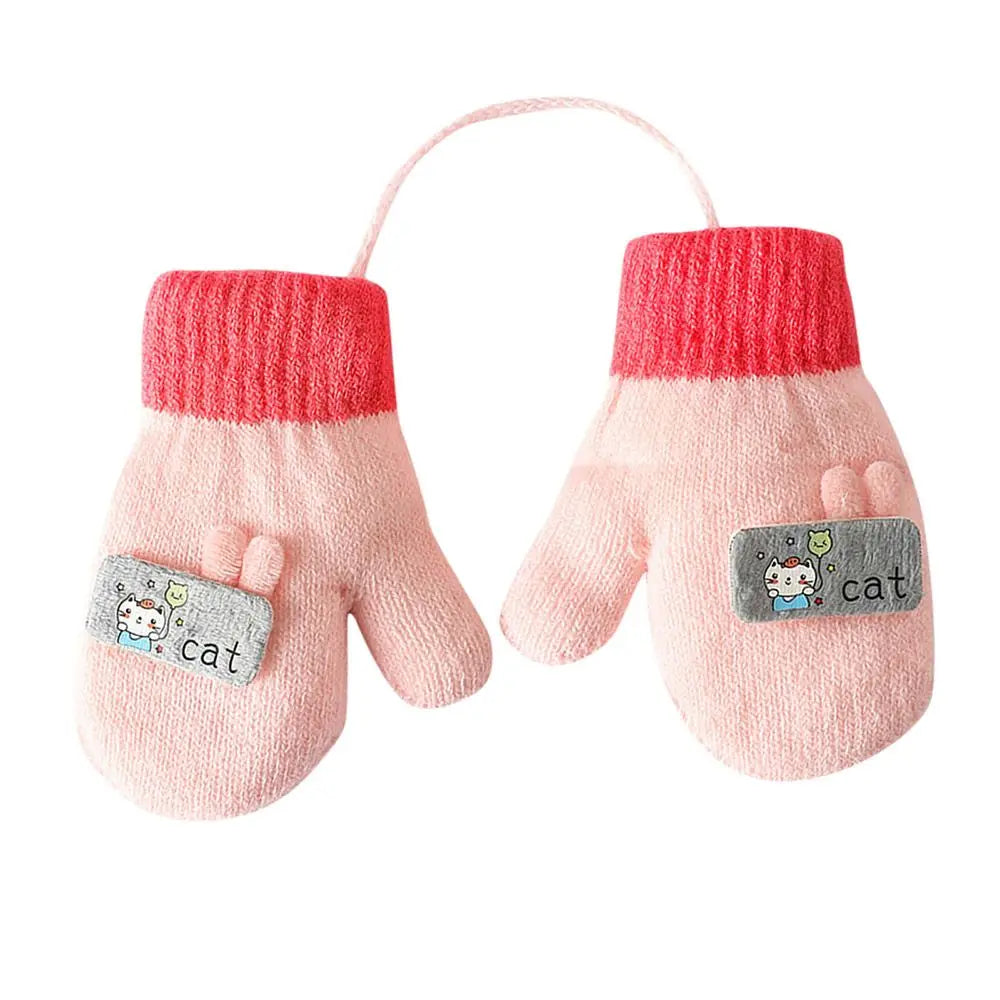 Full Finger Gloves Cute Toddler Children Baby Infant Thickened Knitted Gloves Cartoon Gloves Baby Mittens Warm Mittens