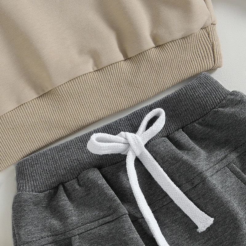 Baby Toddler Boys Fall Winter Outfits Little Dude Letter Printed Long Sleeve Sweatshirts Pants 2Pcs Clothes Set