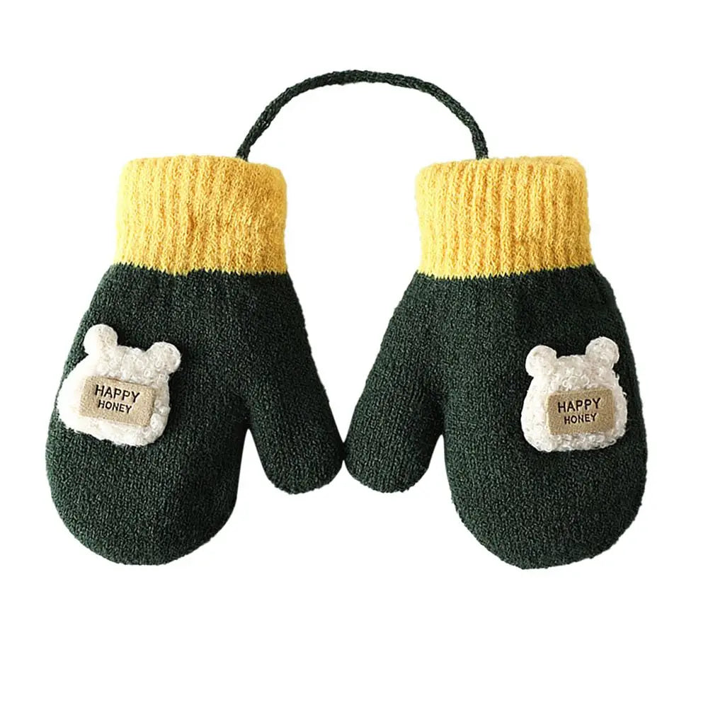 Full Finger Gloves Cute Toddler Children Baby Infant Thickened Knitted Gloves Cartoon Gloves Baby Mittens Warm Mittens
