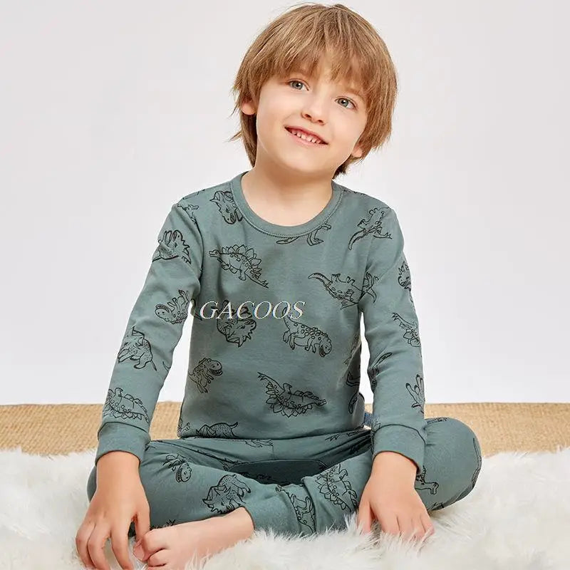 Child Boy Pajamas for 3-14 Years Winter Long Sleeved Pyjamas Suit Baby Girl Clothes Toddler Cotton Sleepwear Kids Sleep Pajamas