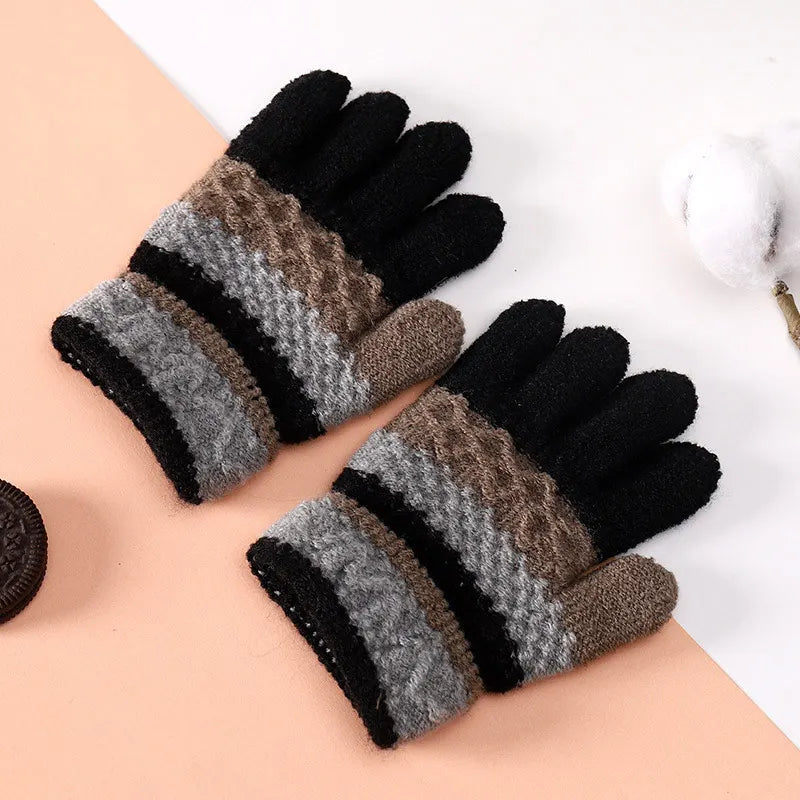 Winter Striped Split Finger Gloves