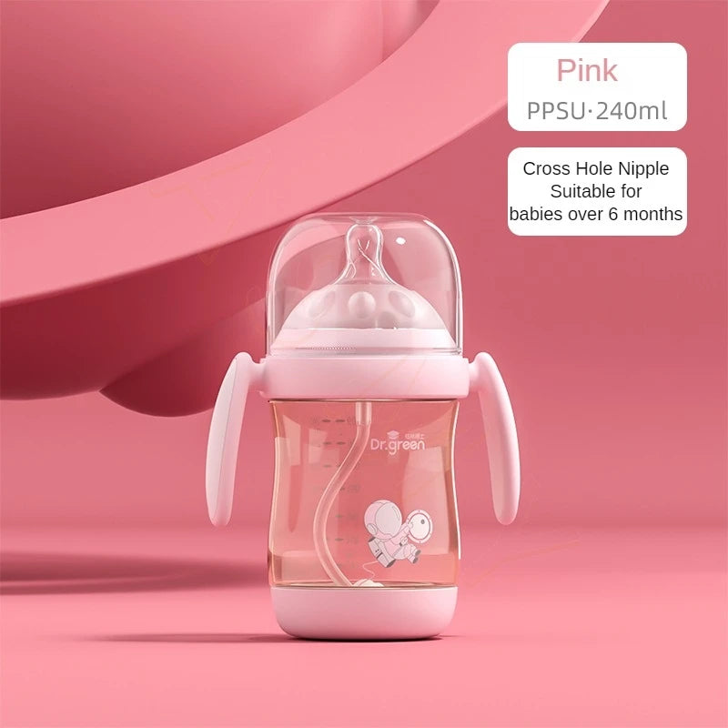 Dr.Green Newborn baby bottle PPSU 6cm Wide Mouth Washable Bottles Forward and reverse bi-directional scale inverted milk brewing