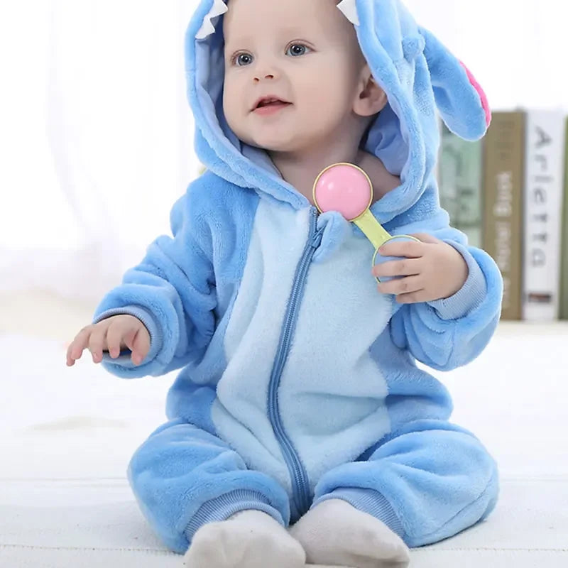Newborn Kids Monkey Kigurumi Pajamas Winter Thick Baby Blanket Slppers Toddler Infant Clothes Hooded Animal Pyjamas Sleepwear