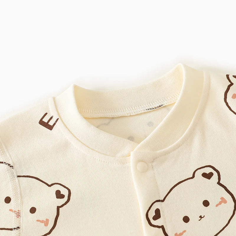 0-2Y Pure Cotton Long Sleeve Newborn Baby Rompers Skin-friendly One Piece Diaper Jumpsuit Underwear Infant Cartoon Homewear