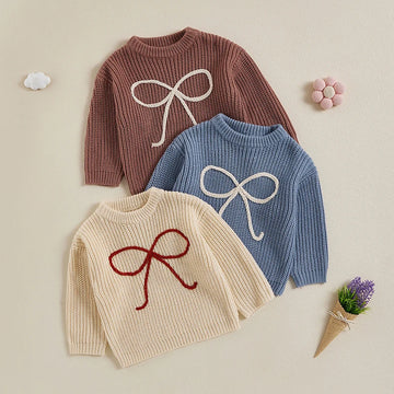 Bowknot Embroidery Pullover