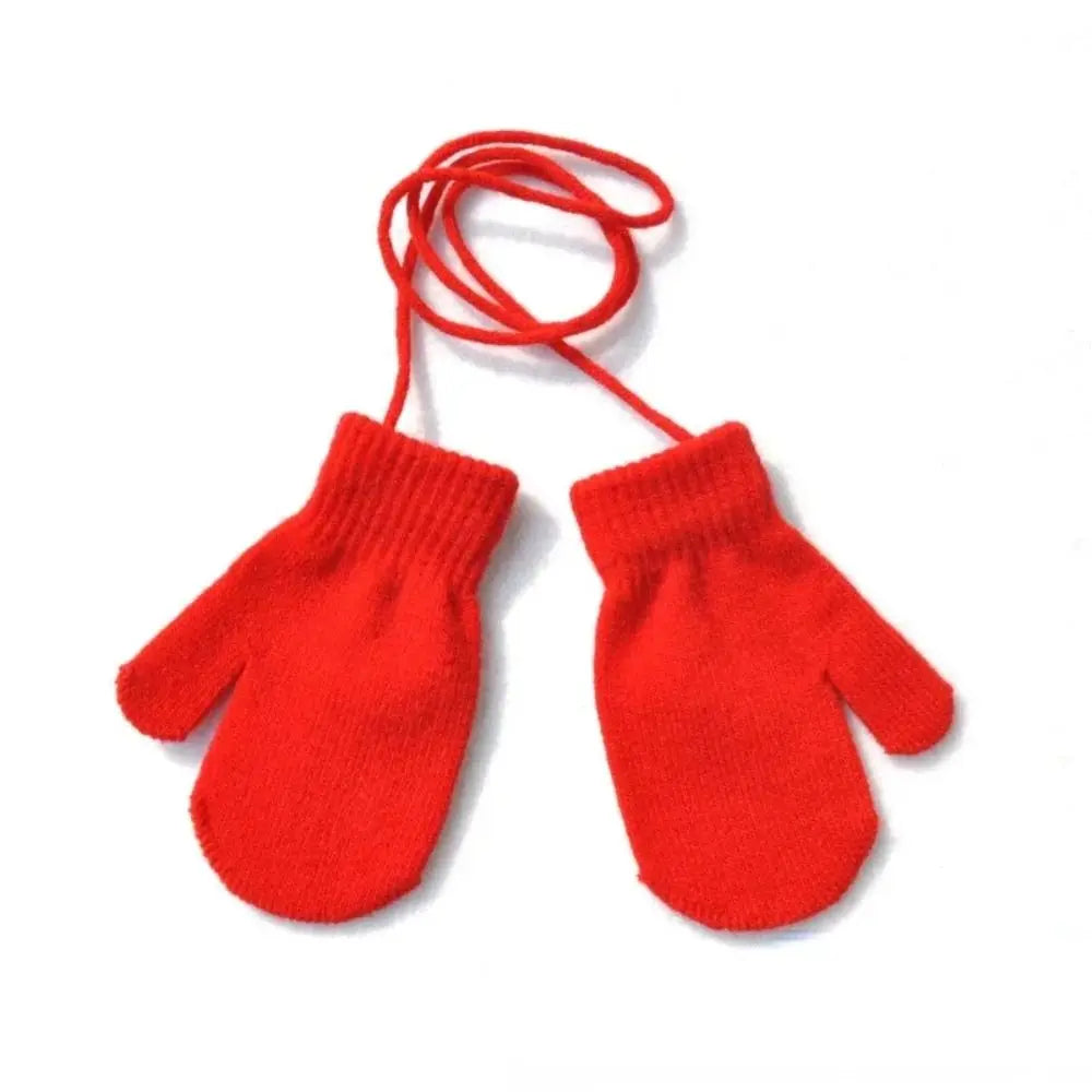 Winter Mittens Children Full Finger Gloves Warm Baby Gloves for 1-3Y Kids Hanging Neck Warm Gloves Newborn Baby Accessories