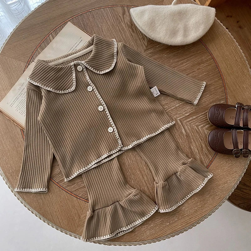 Kids Boys Girls Pajamas Set Children Sleepwear Pajamas Flared Pants Sets Long Sleeve Cotton Baby Clothes Spring Autumn Clothing