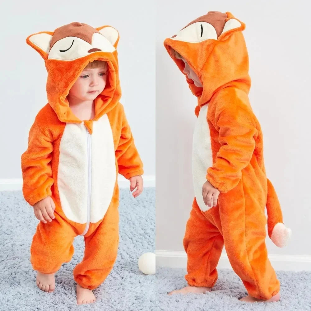 Newborn Kids Monkey Kigurumi Pajamas Winter Thick Baby Blanket Slppers Toddler Infant Clothes Hooded Animal Pyjamas Sleepwear