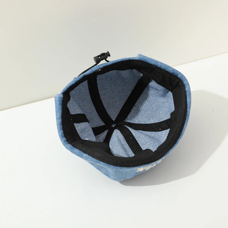 Korean Denim Melon Capfor Baby Hip Hop Letter Embroidered Brimless Hat Adjustable Kids Landlord Hats Retro Dome Docker Beanies