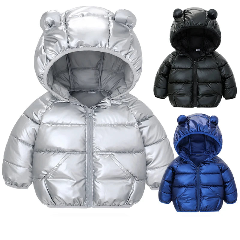 Solid Color Hooded Baby Coat