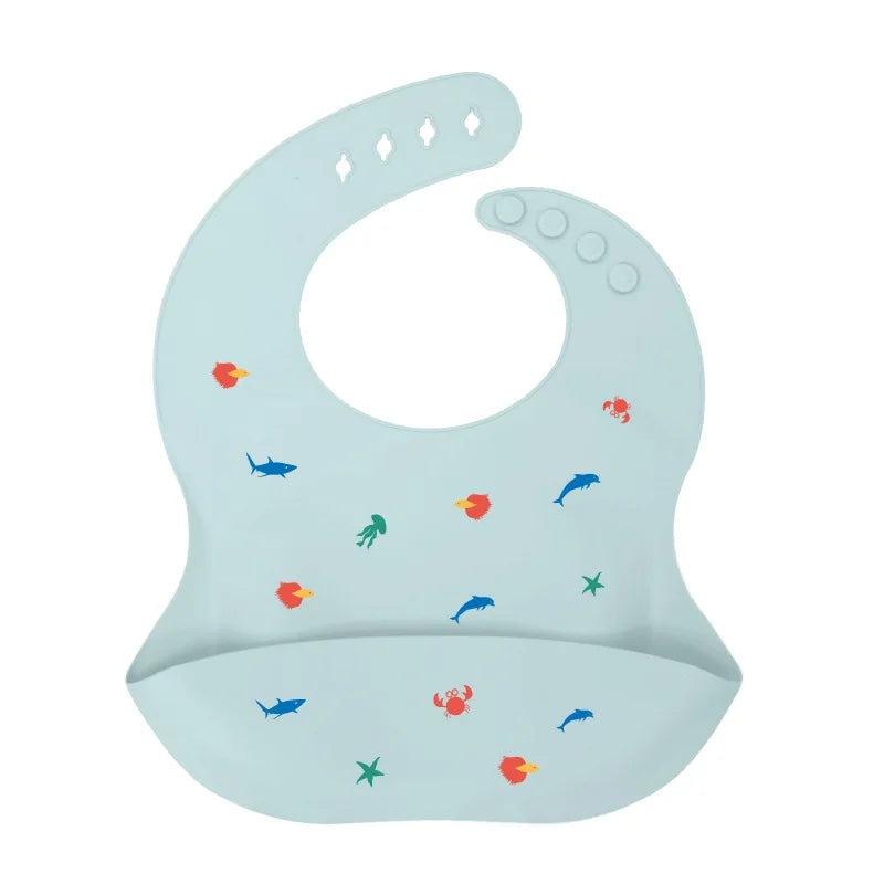 Baby Silicone Bib Waterproof Infant Bibs Fashionable Newborn Feeding Cloth Toddle Bibs Adjustable Saliva Towel For Boys Girls