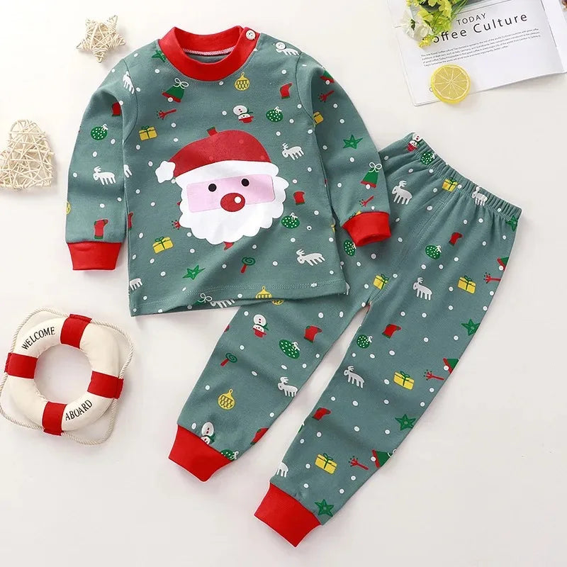 Cartoon Pajamas Suits Children's Baby Boys Girls Spring Autumn Sleepwear Home Clothes Cotton Autumn Long Trousers Kids Pijamas