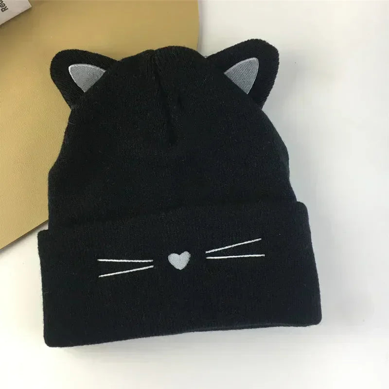 Korean Autumn Winter Hat for Toddler Lovely Animal Cat Beanie for Toddler Boy Girl Warm Elastic Baby Hat for 1-5Y