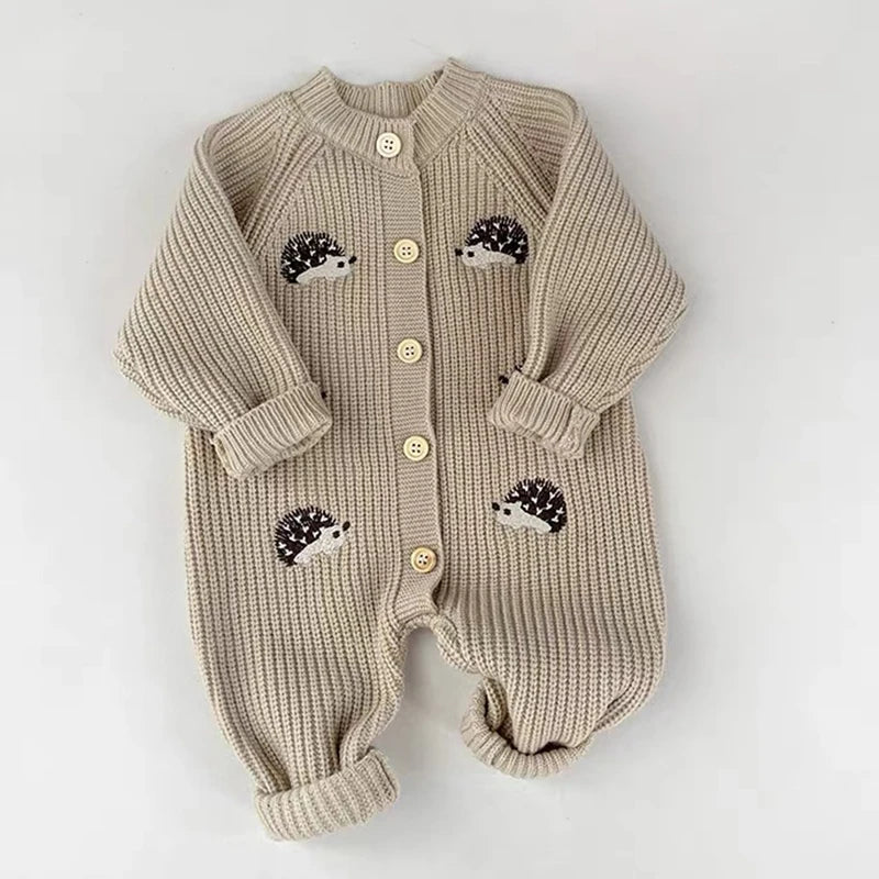 Newborn Clothes Outfits Autumn Winter Baby Boy Girl Long Sleeve Knitted Rompers Jumpsuits Cute Hedgehog Infant Outwear Playsuits