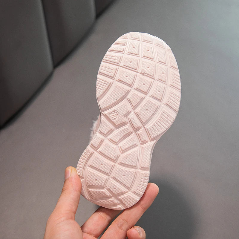 Warm Children Snow Boots Warm Girls Sneaker Plush Outdoor Walking Sports Kids Fashion Platform Fur Girls Shoes