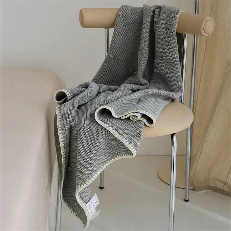 Knitted Baby Blankets Newborn Solid Color New Born Bedding Cover Cotton Baby Item Swaddle Wrap