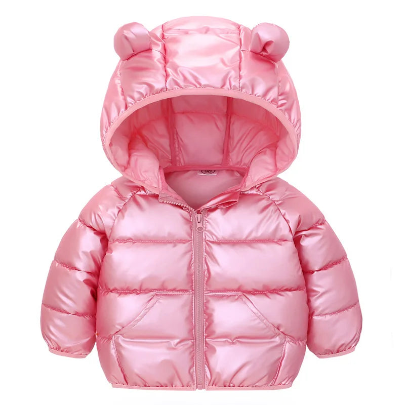 Solid Color Hooded Baby Coat